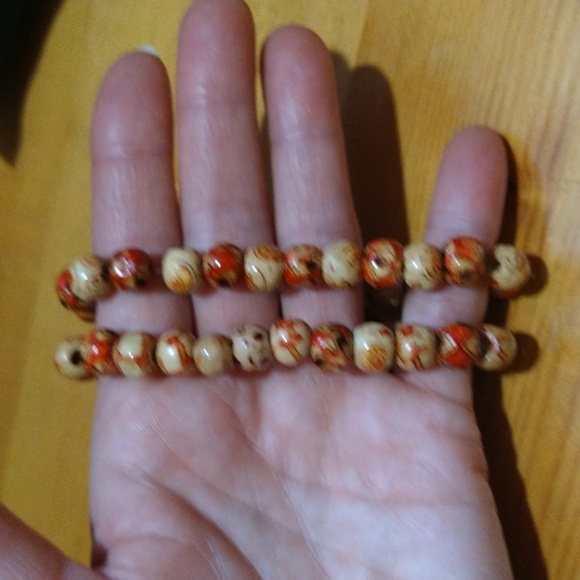Boho Bohemian style hippie wooden pattern bracelets - Picture 8 of 10